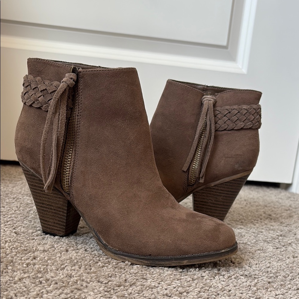 Altar'd State Brown Ankle Booties with Braided Detail